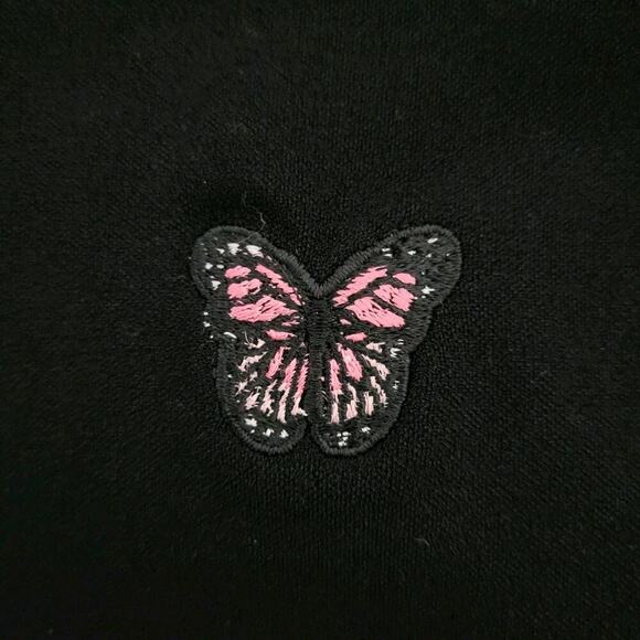 Butterfly Print Sheath Mini Dress M Black Pink Sleeveless Tank 90s Y2K Mean Girl - Picture 3 of 13